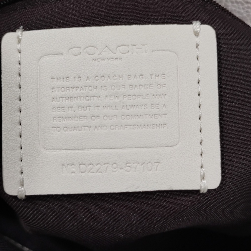 Authentic Coach 57107 Turnlock Chain Tote Chalk Pebbled Leather Shoulder Bag - Picture 16 of 16